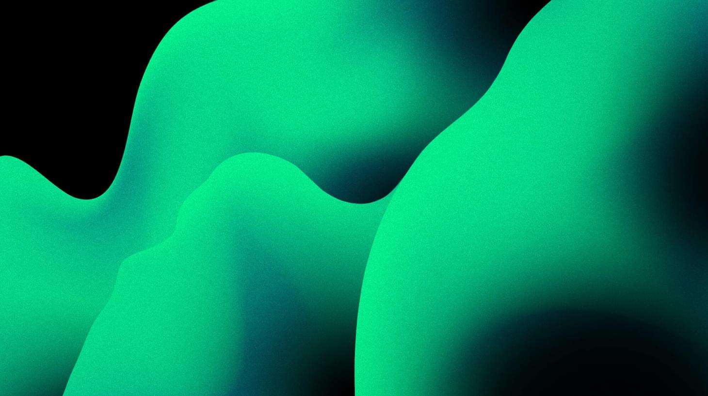 A textural image, green waves on black