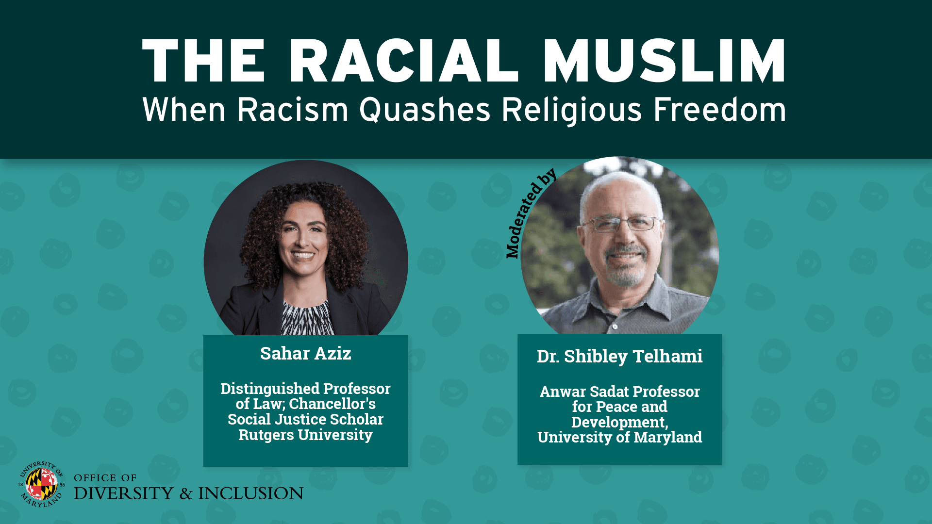 Headshots of the two panelists on a flyer for The Racial Muslim webinar