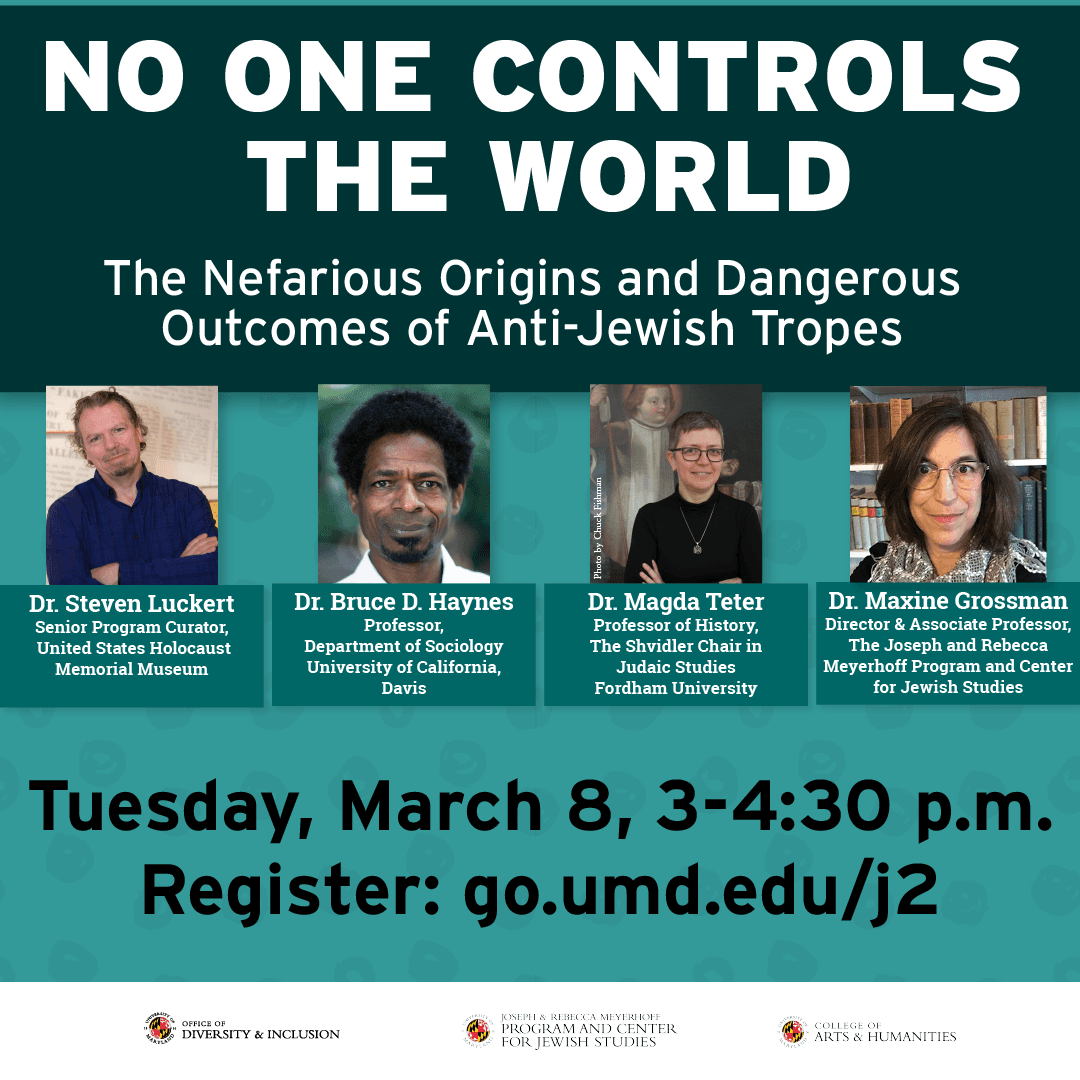 Event flyer for No One Controls the World with portraits of the speakers
