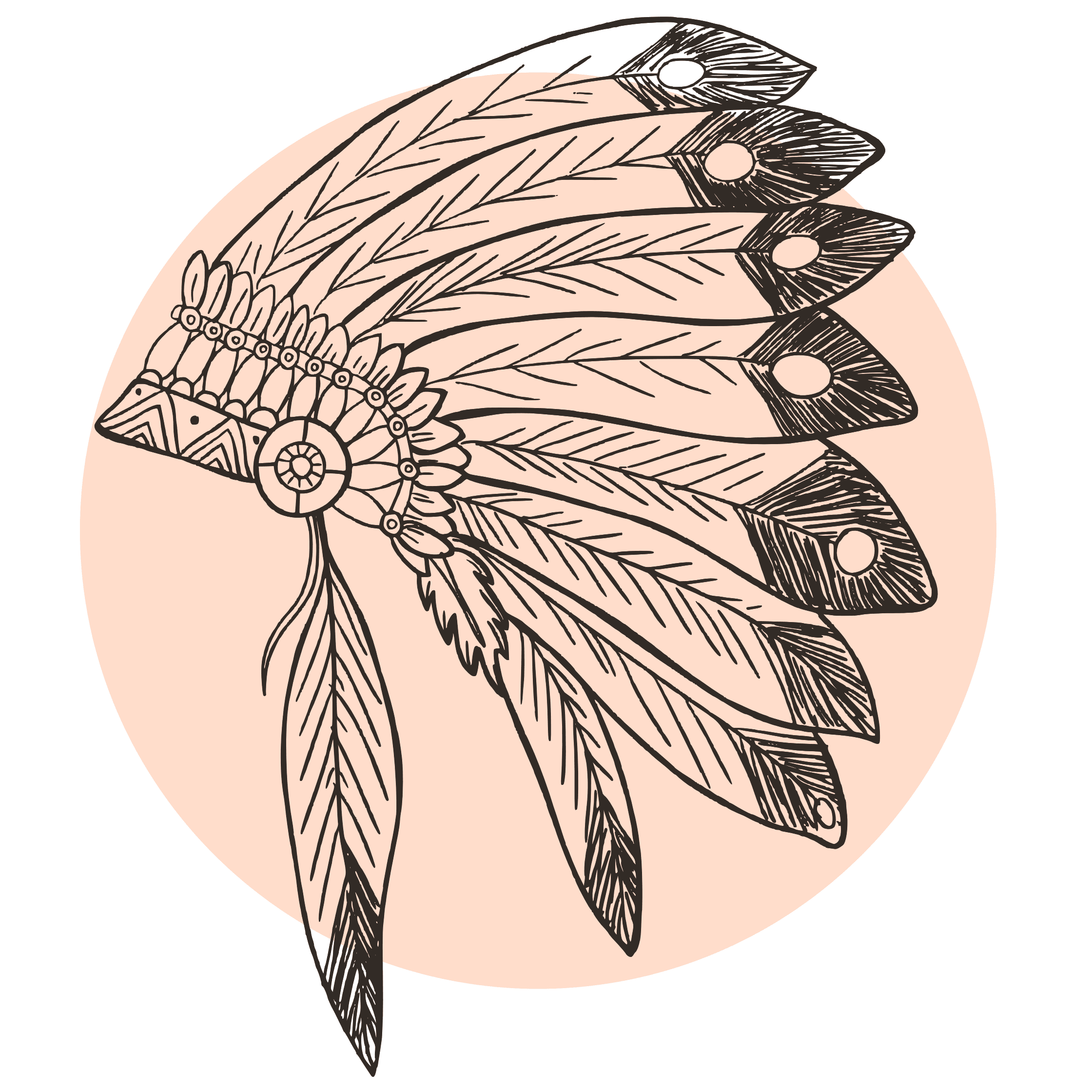 Illustration of a Native American ceremonial feathered bonnet