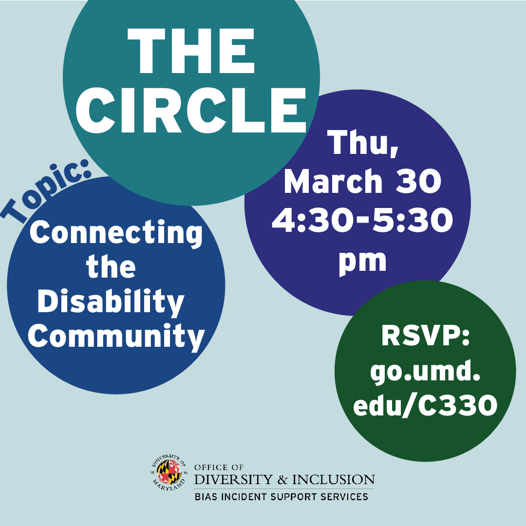 Graphic advertising The Circle: Centering Disability in March 2023