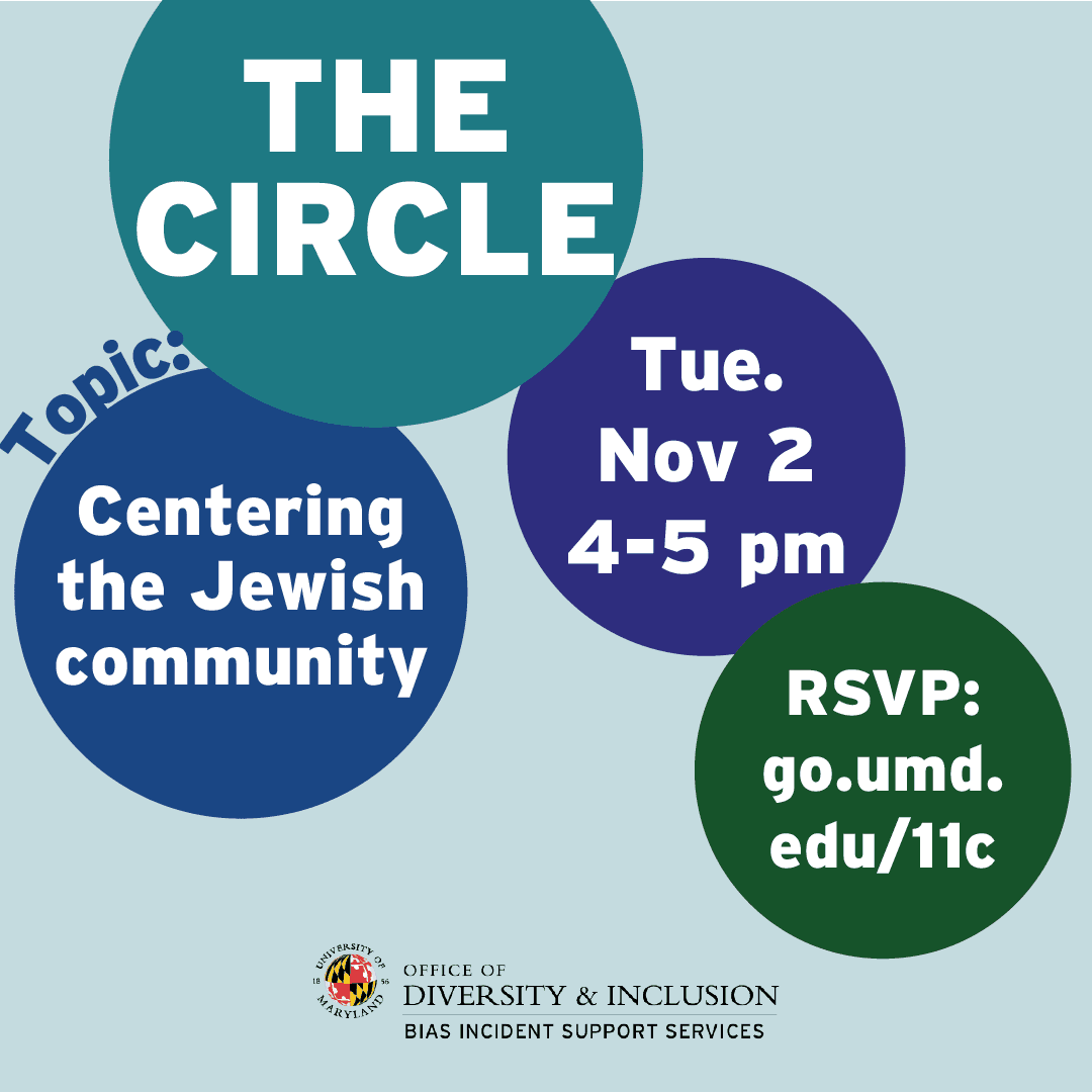 Circle design with details for the restorative circle event centering the Jewish community