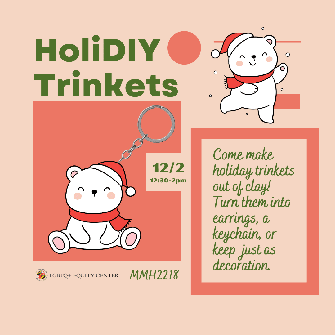A square graphic showing a cute polar bear keychain and event details