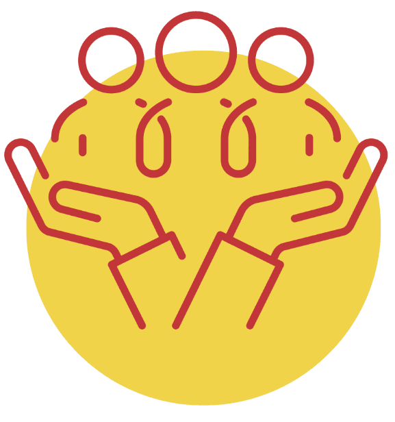 icon of two hands holding 3 people