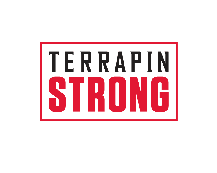 TerrapinSTRONG logo - block capital letters, Terrapin in black, Strong in red