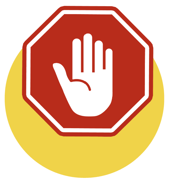 stop sign with an open palmed hand in the center