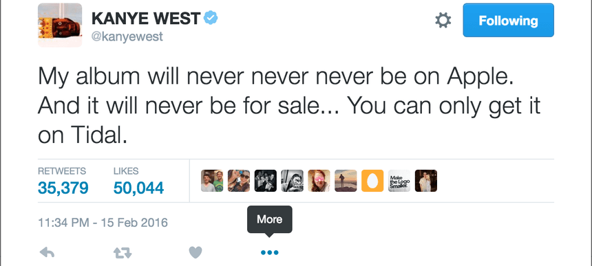 Kanye never on apple tweet