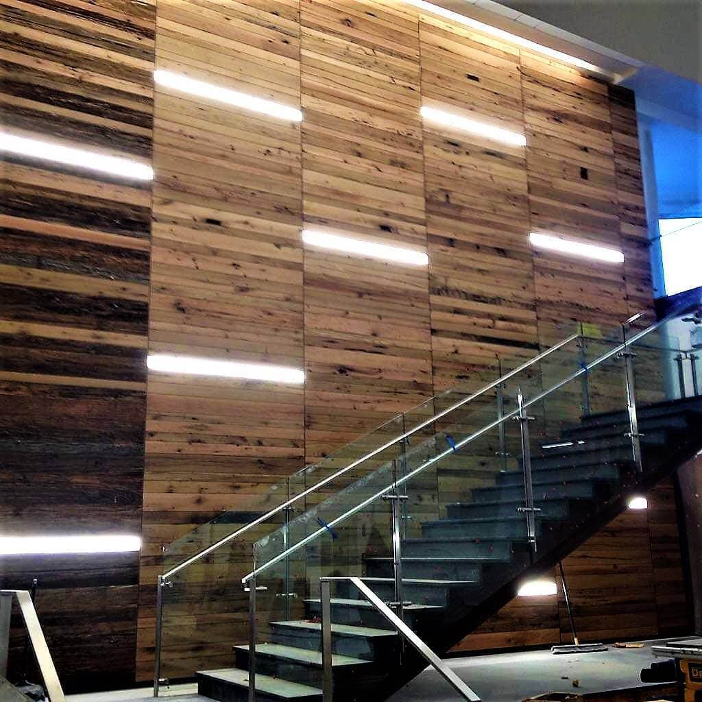 Oak Reclaimed Wood cladding accent wall in NC Research Triangle