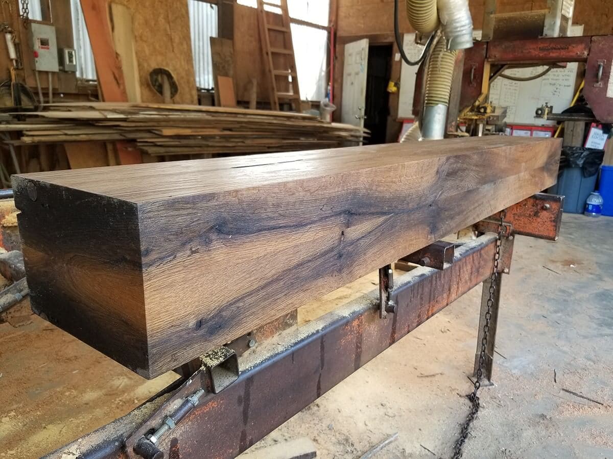 Smooth surface book Matched Oak Box Mantel on production table