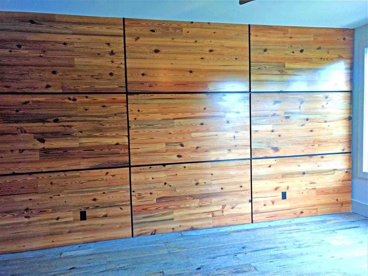 Heart Pine Accent Wall Tiles at a Hilton Head, SC residence