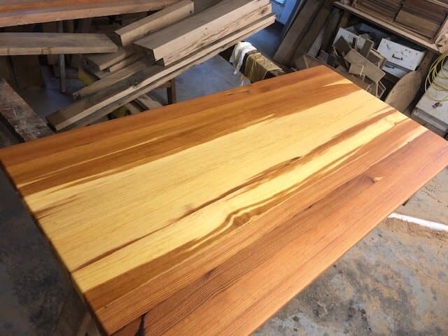 Vertical Grain Heart Pine Natural Oil Finish in production facility