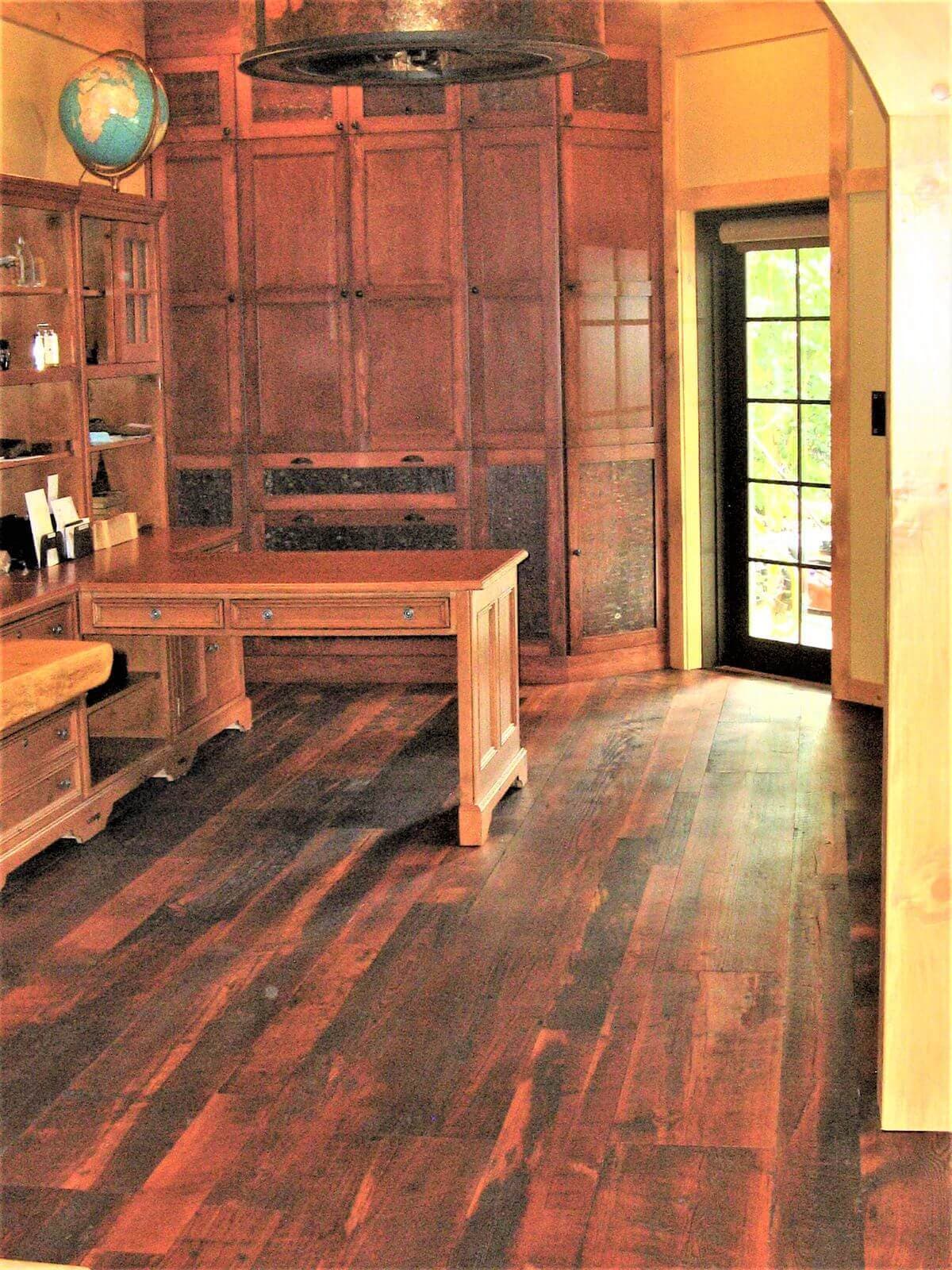 Antique heart pine character floor with woca rhode island brown oil finish