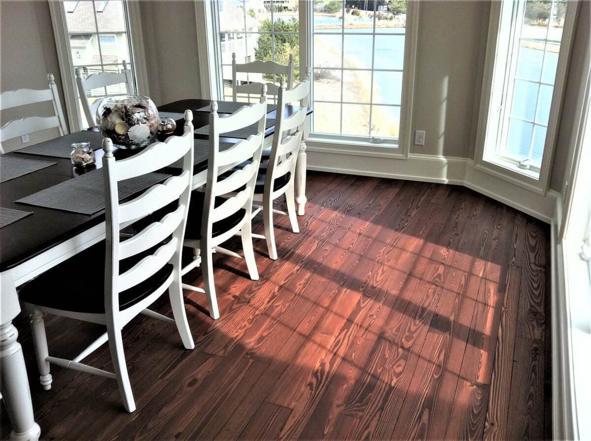 Beautiful classic wood flooring in dining room.