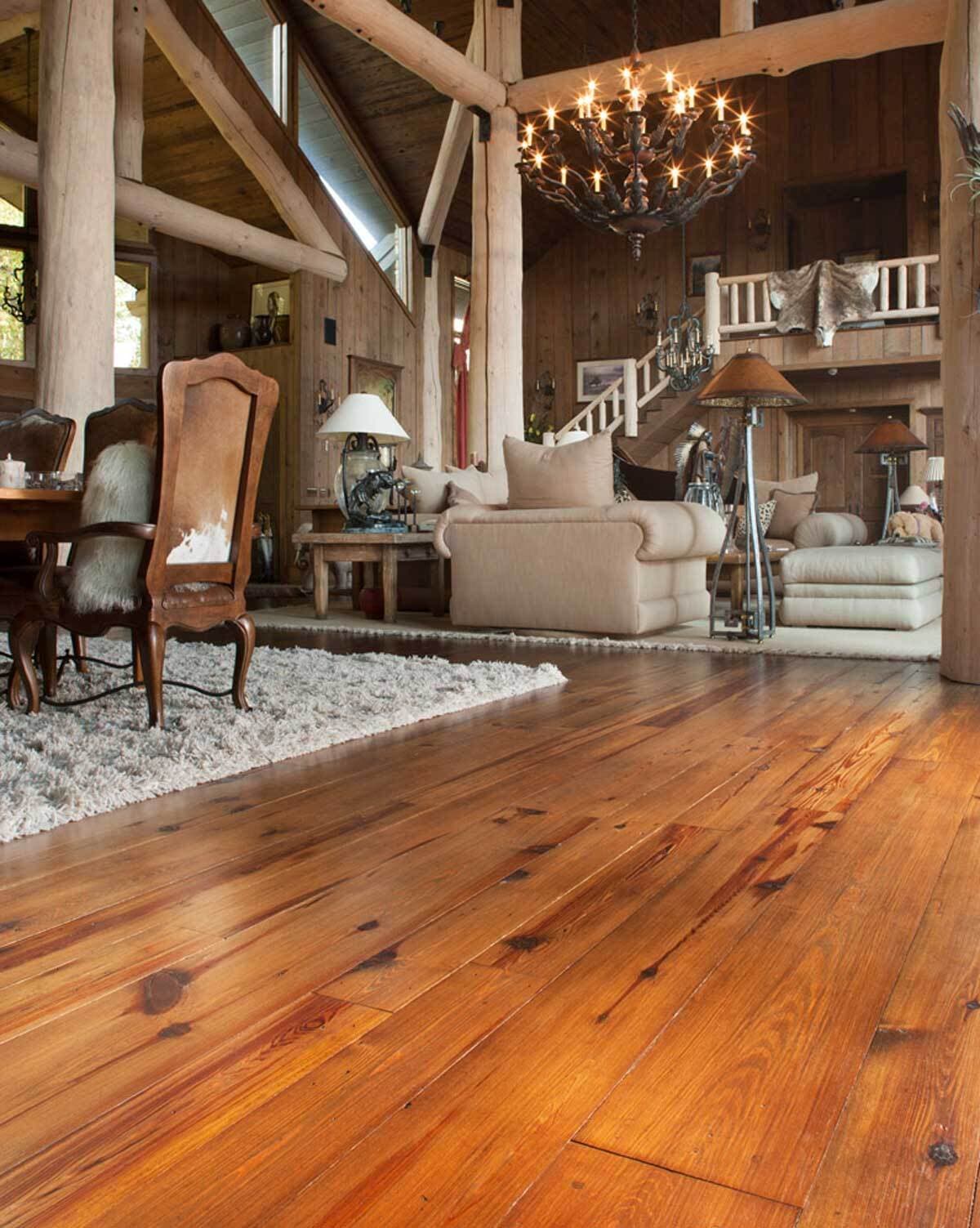 Classic Heart Pine floor in Flack Rock North Carolina home.