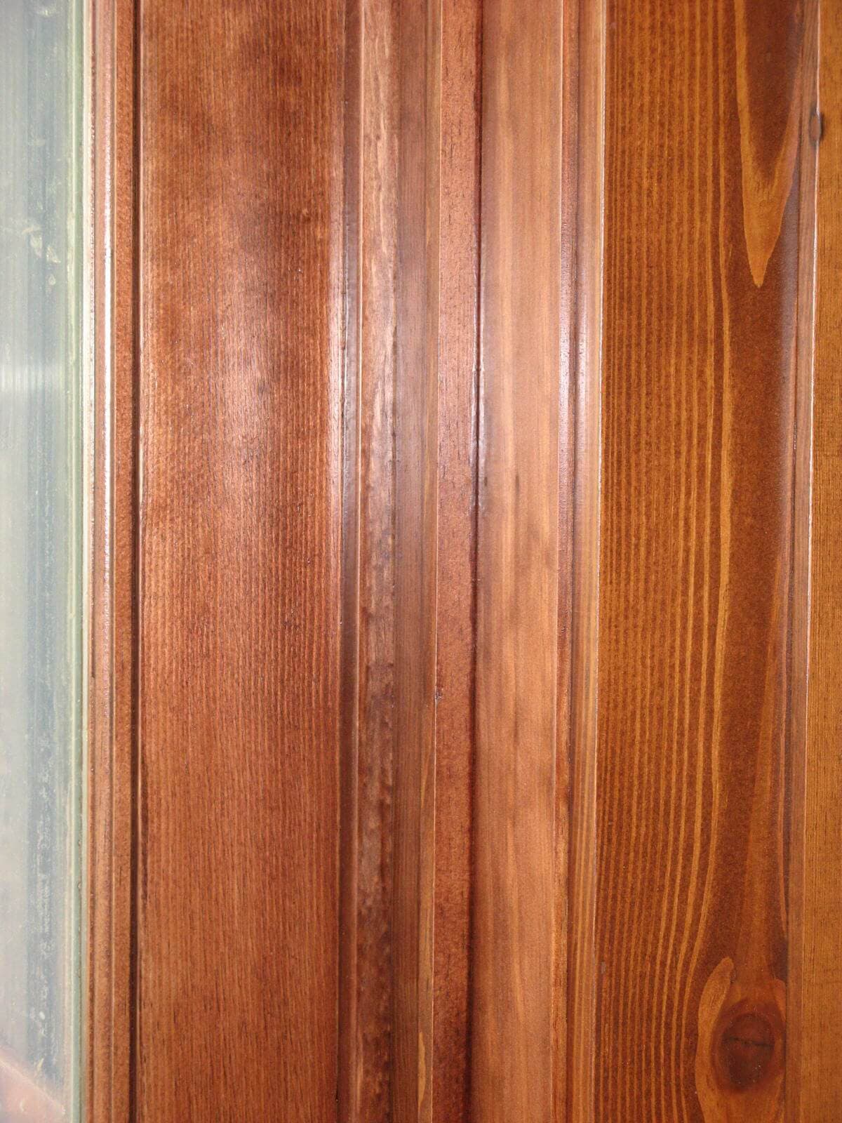 closeup detail or reclaimed heart pine door or window casing