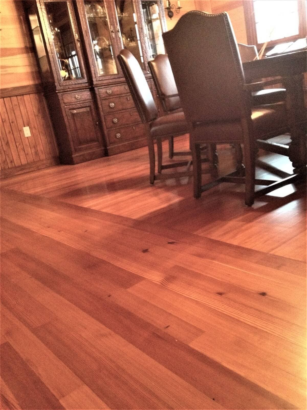 heart pine floor at religious community in candler, nc