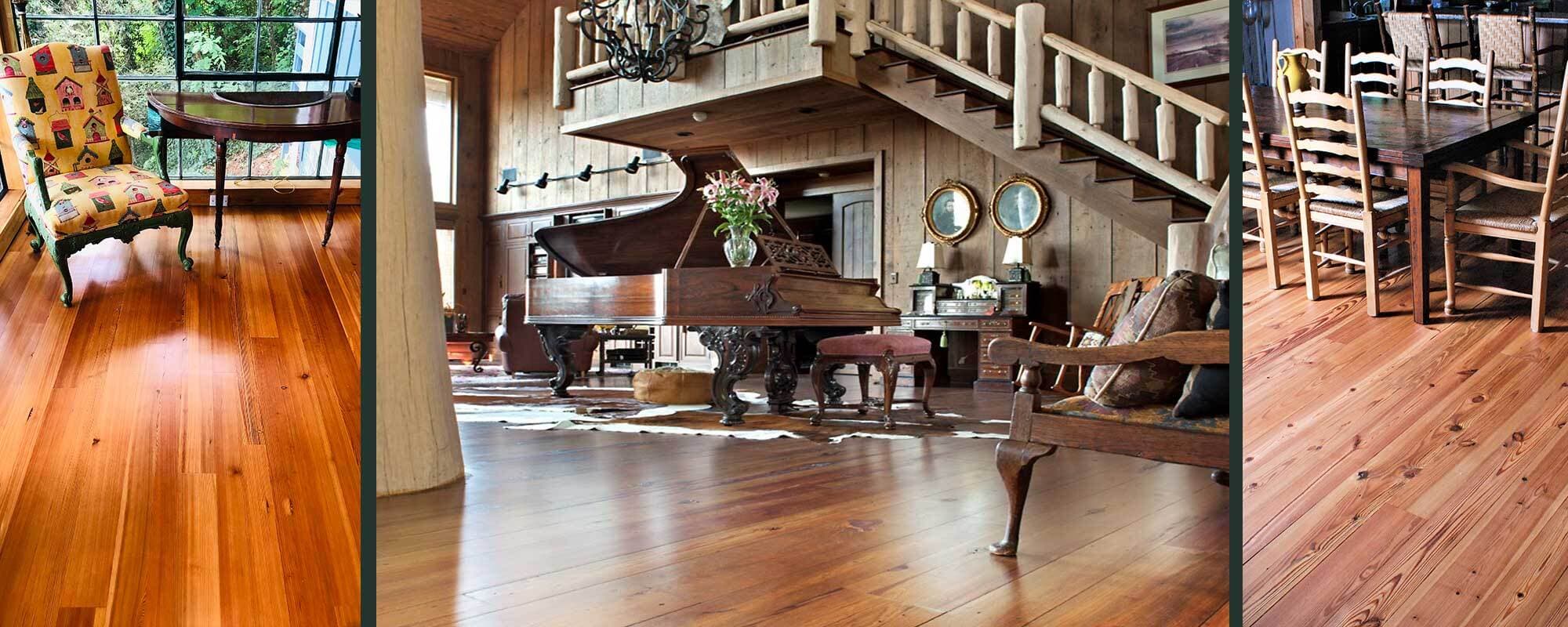 Carolina Classic style old wood flooring examples.