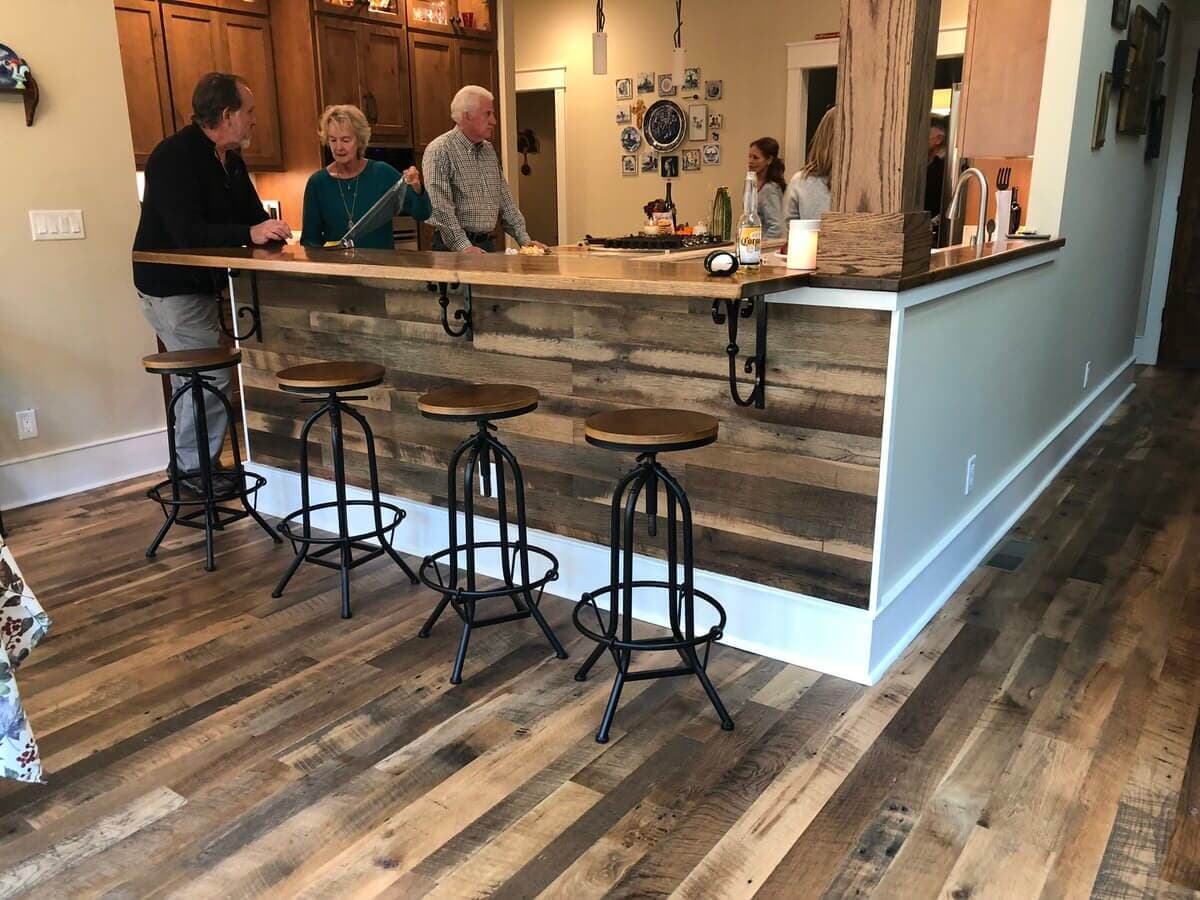 reclaimed wood bar accent wall in saluda, nc