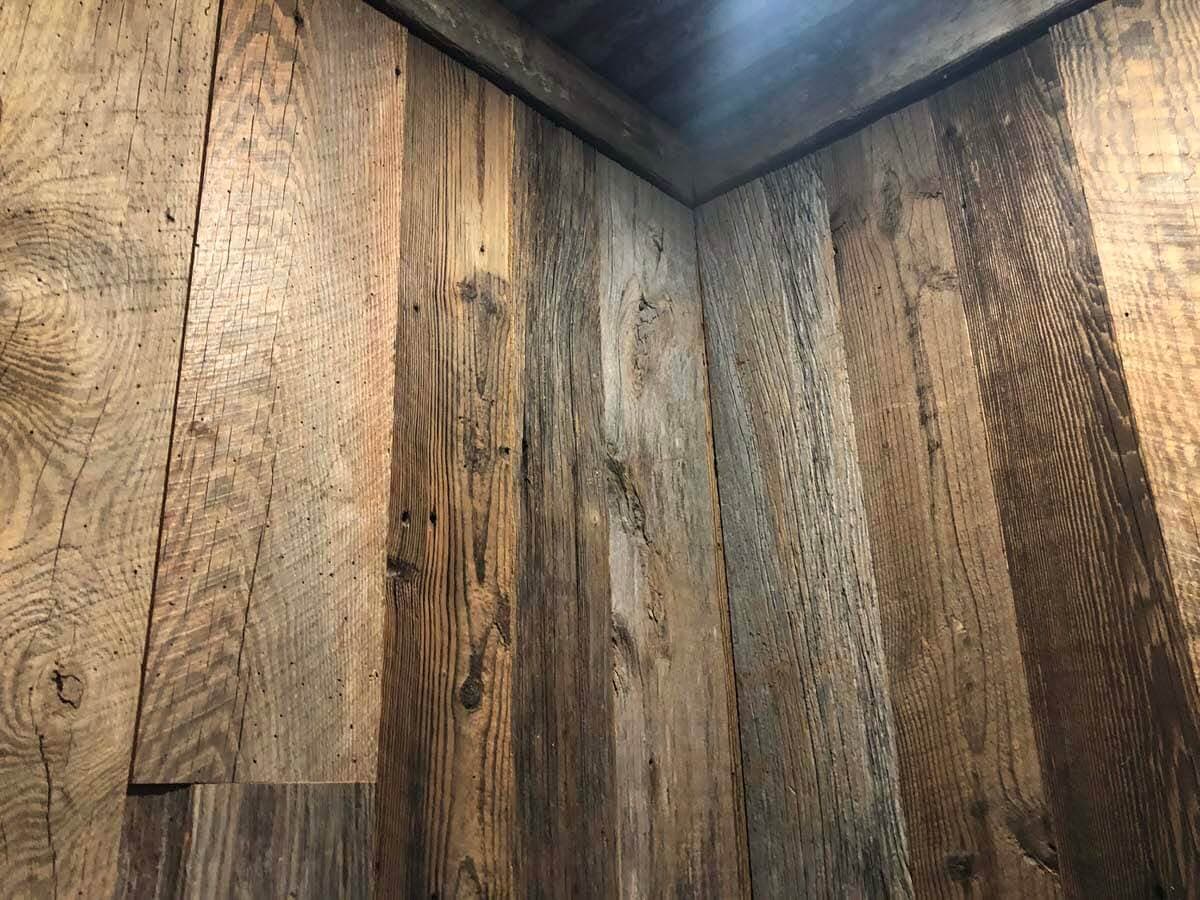 Reclaimed wood wall cladding from Pine.