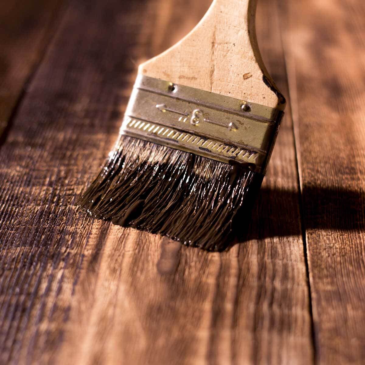 Staining reclaimed wood with finishing oil.