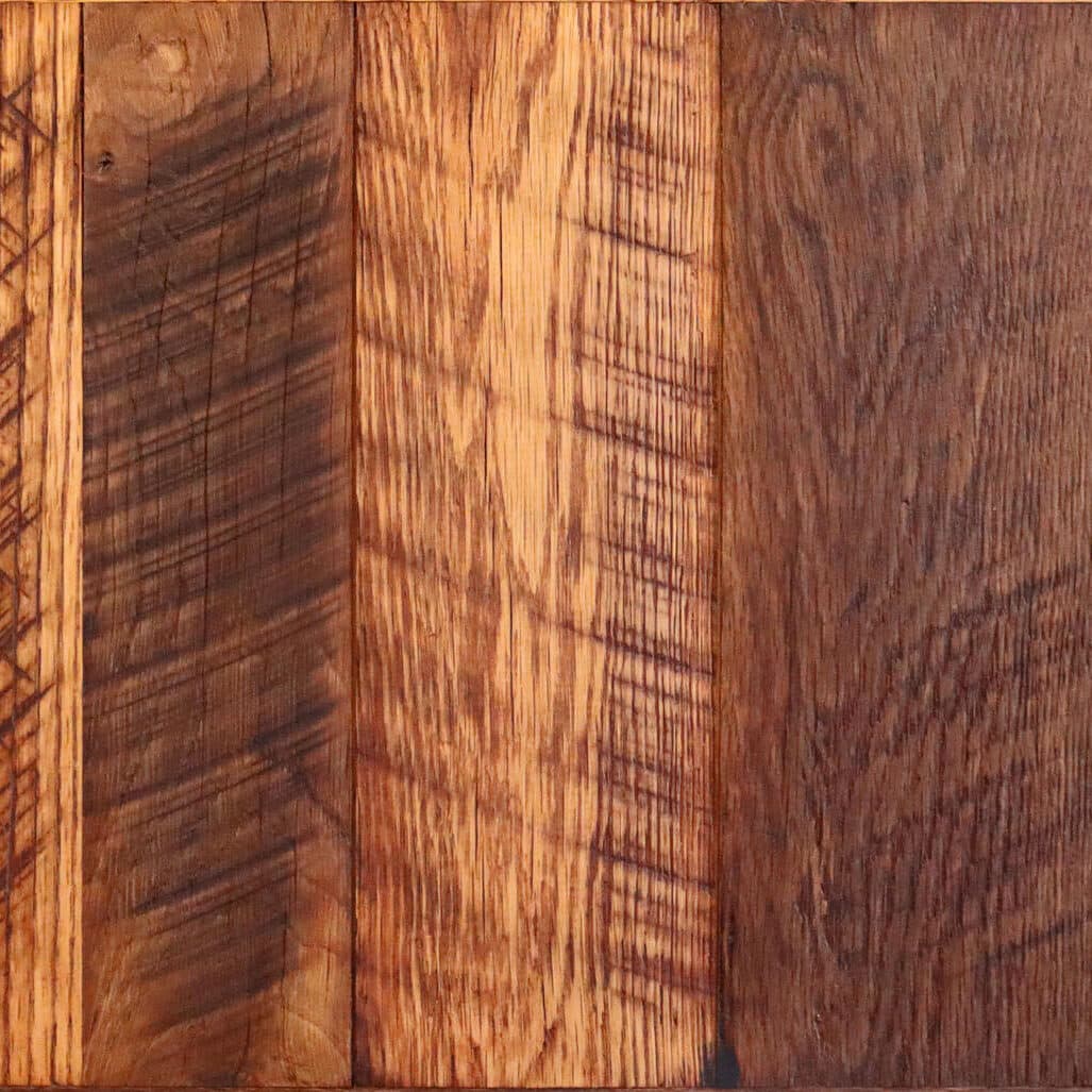 Rustic reclaimed oak flooring swatch.