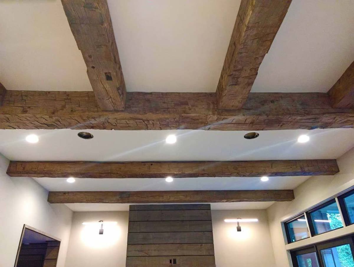 Solid wood ceiling beams featured in Hilton Head South Carolina home.