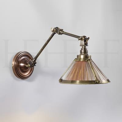WL19 Venetia Double Arm Wall Light Antique Copper Antique Brass Thyme Shade S New