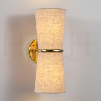 WL24 Double Cone Wall Light Linen Shade S