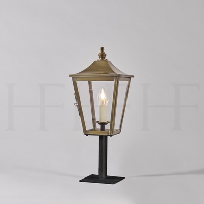 Athena Lantern, Post Mount, Small, Antique Brass