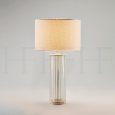 Clear Ribbed Glass Table Lamp