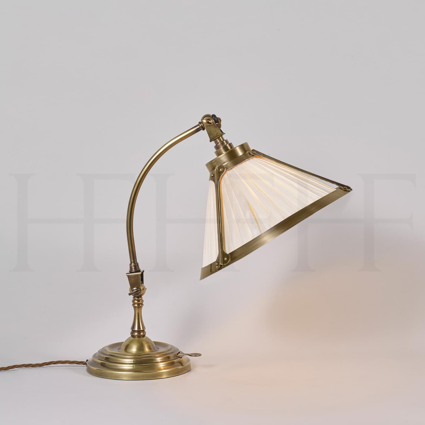 TL4 May Desk Lamp Antique Brass Porcelain Shade L