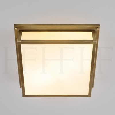 Square Flush Mount With Opal Glass, Large