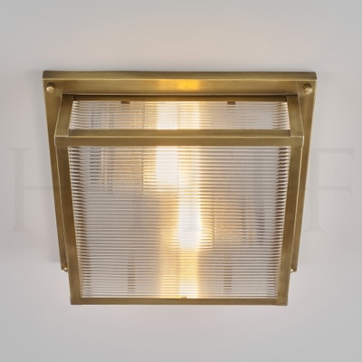 Square Flush Mount With Ribbed Glass, Large