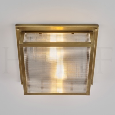 Square Flush Mount With Ribbed Glass, Medium