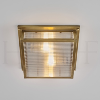 Square Flush Mount With Ribbed Glass, Small