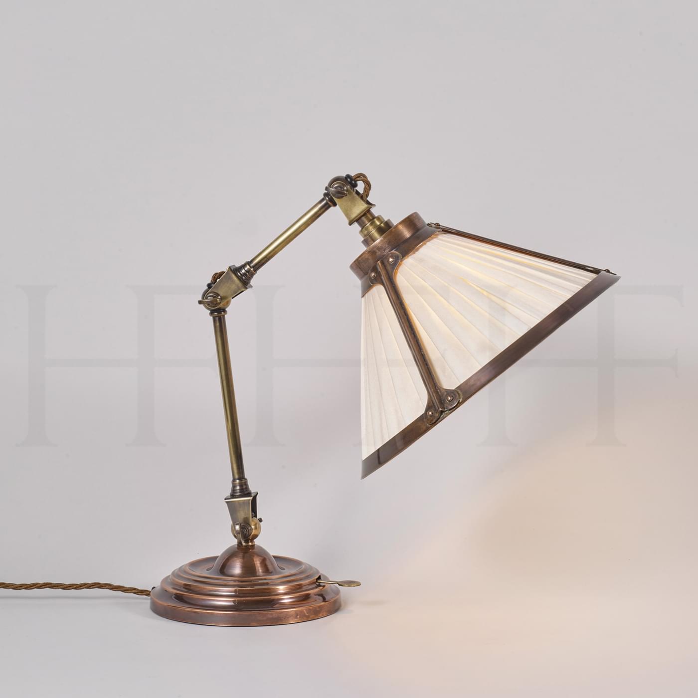 TL 2 Articulated Arm Desk Lamp Antique Brass Antique Copper Porcelain Shade L