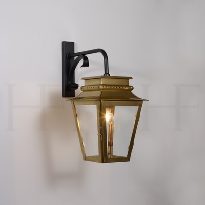 Zeus Hanging Lantern On Bracket, Small, Antique Brass