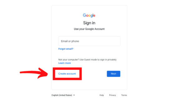 Google Account sign-in page
