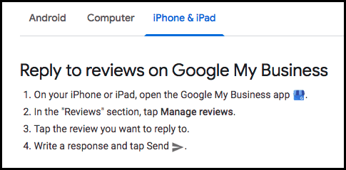 Reply to reviews on Google My Business via iPhone or iPad