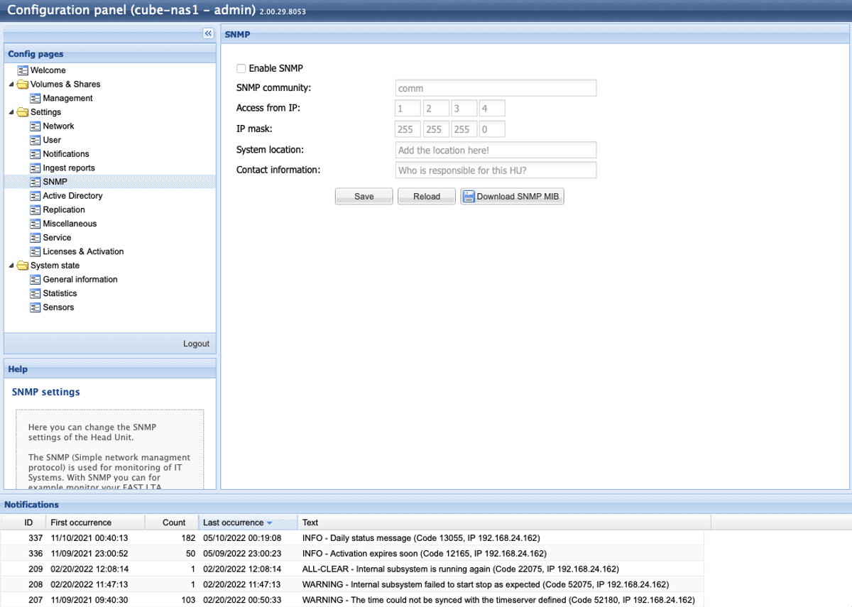 SC UI SNMP | FAST LTA