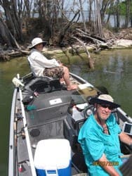 Tony and his dad on a boat