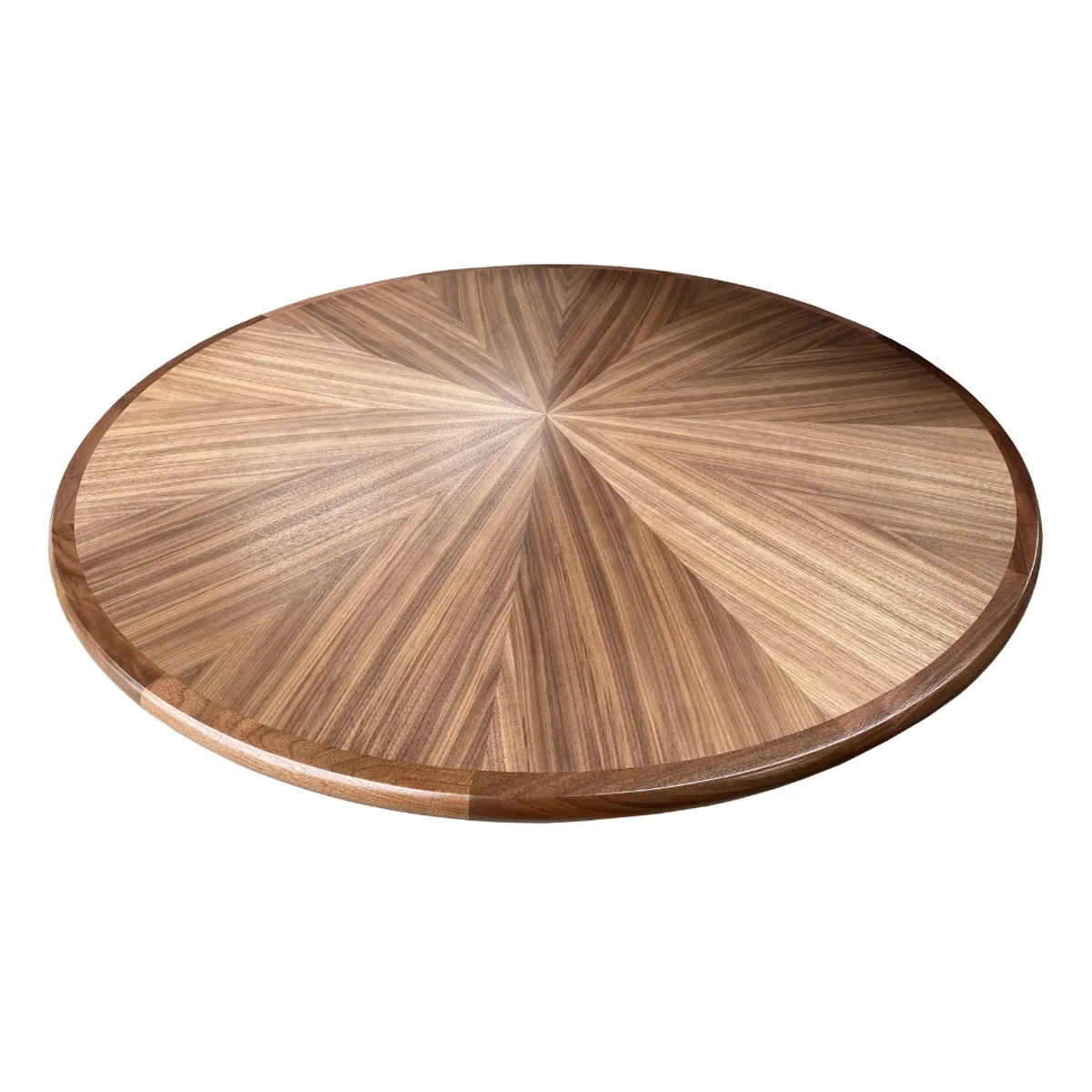 Circular Walnut veneer with walnut hardwood Inside Out Contracts