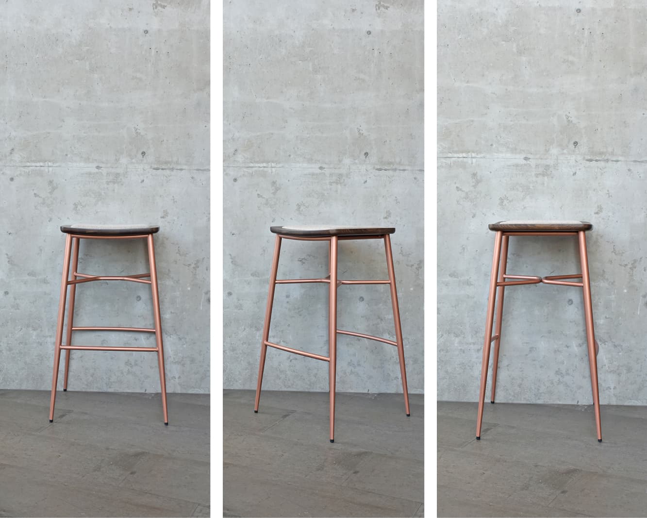 Agatha stool - New rose gold metal finish as seen at the Salone del Mobile Milano April, 2019