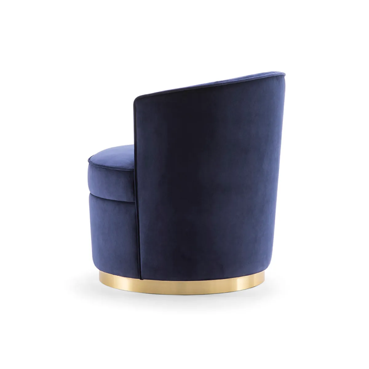 Aurelia Lounge Chair Brass Swivel Base With Blue Upholstery 095