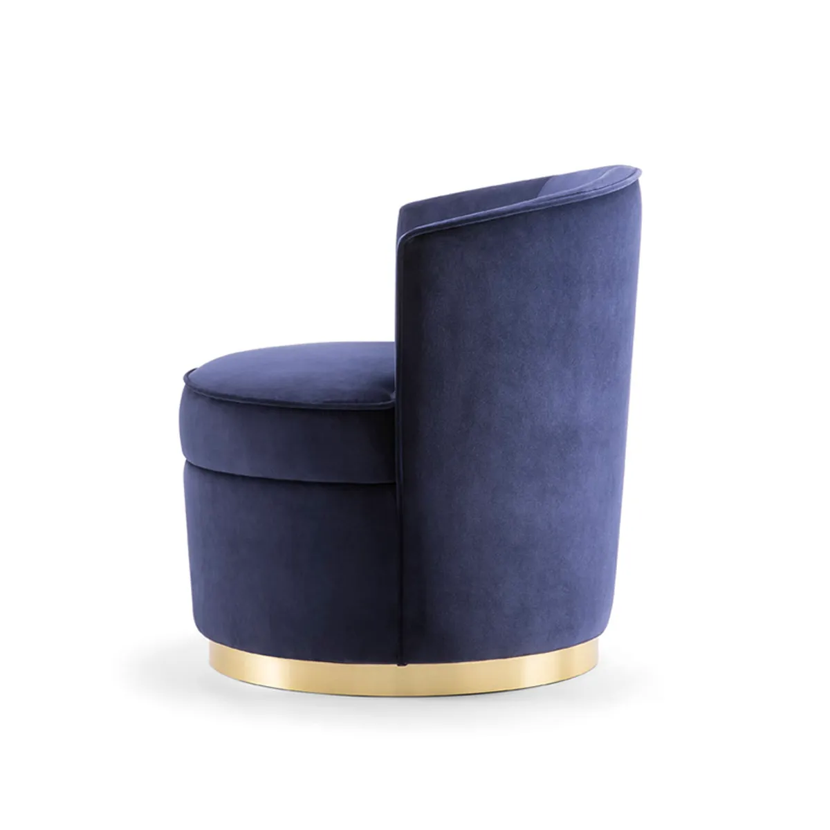 Aurelia Lounge Chair Brass Swivel Base With Blue Upholstery 096