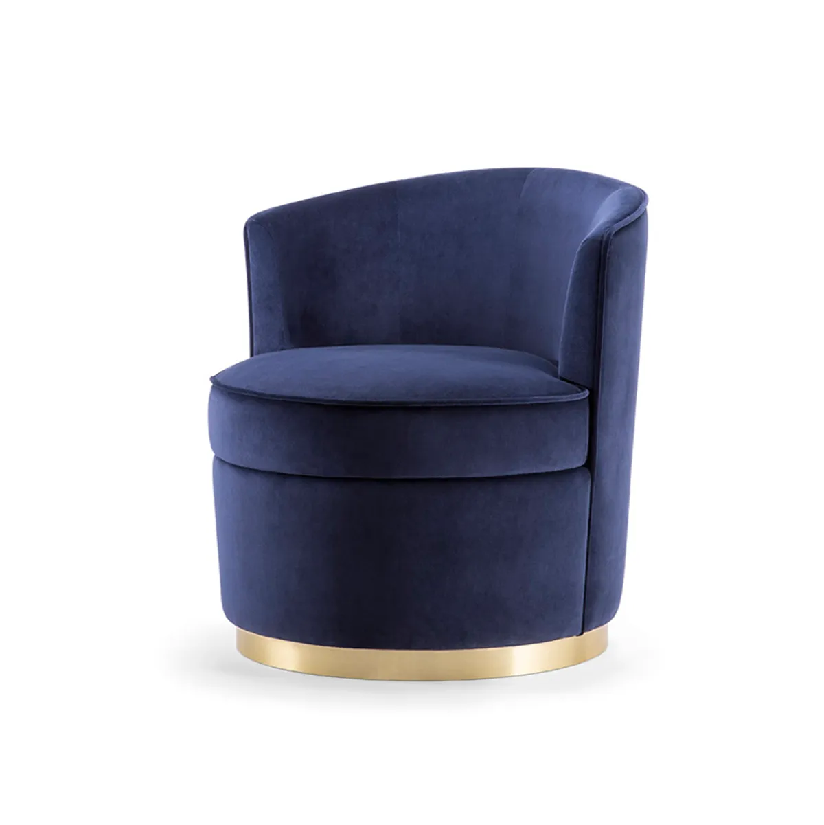 Aurelia Lounge Chair Brass Swivel Base With Blue Upholstery 097