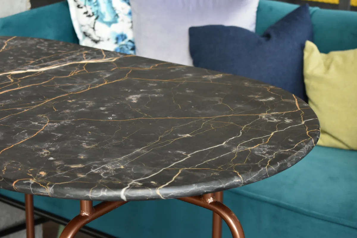 Black and Gold Marble table InsideOutContracts Showroom