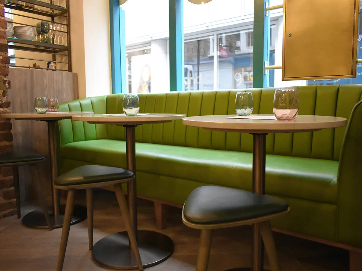 Bowls soho restaurant with outdoor furniture and recycled table tops by insideoutcontracts07