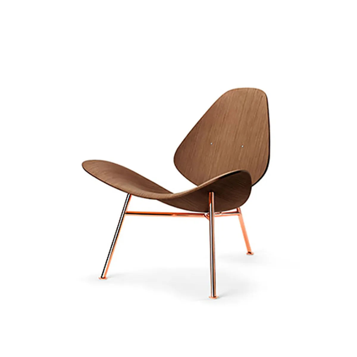 Conchilia Lounge Chair Dark Wood Copper Steel Frame