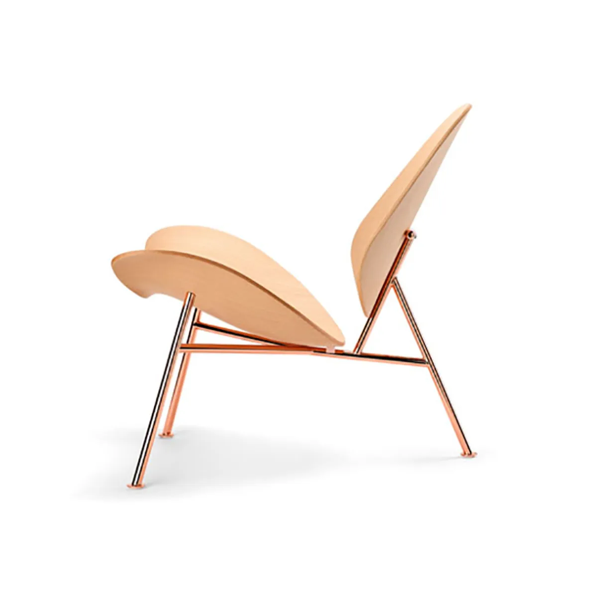 Conchilia Lounge Chair Light Wood Metal Three Legged Chair